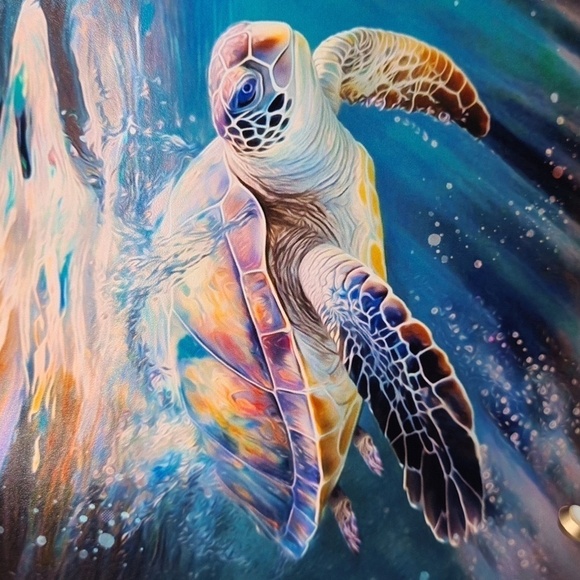 4x4 Sea Turtle Swimming Aquatic Ocean Sealife Watercolor Oil‎ Painting Art Print - Picture 2 of 6